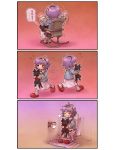  3koma blush cat chair comic hairband heart just_as_planned kaenbyou_rin kaenbyou_rin_(cat) komeiji_satori purple_hair ribbon sankuma short_hair toilet touhou translation_request 