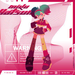  1girl :d ankle_boots aqua_eyes aqua_hair artist_name bare_shoulders big_hair boots bright_pupils brown_thighhighs buttons character_name chromatic_aberration clothing_cutout collared_shirt colored_eyelashes colored_shoe_soles commentary crop_top cropped_shirt deformed double-breasted double-parted_bangs earrings english_commentary english_text fingerless_gloves flat_chest full_body gloves gradient_background gradient_hair grin hair_behind_ear hair_between_eyes hairband hands_on_own_hips hatsune_miku hatsune_miku_(raspberryism) head_tilt heart heart-shaped_pupils high-waist_shorts highres jewelry lace-up_boots legs_apart long_legs long_sleeves looking_at_viewer midriff mismatched_thighhighs multicolored_eyes multicolored_hair multicolored_thighhighs pigeon-toed purple_boots purple_shorts raspberry_monster_(vocaloid) red_background red_eyes red_gloves red_hair red_hairband red_shirt red_thighhighs shirt short_hair short_shorts shorts shoulder_cutout simple_background smile solo standing symbol-shaped_pupils tareme thigh-highs twintails two-tone_eyes two-tone_hair two-tone_thighhighs velvetterabby vocaloid white_background white_pupils yellow_thighhighs yellow_trim zettai_ryouiki 
