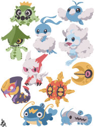  absurdres altaria barboach blue_lips cacnea cacturne chibi chibi_only claws closed_mouth colored_sclera commentary_request fangs full_body highres lunatone mega_altaria mega_pokemon narrowed_eyes no_humans open_mouth pokemon pokemon_(creature) pokemon_focus red_sclera seviper signature simple_background solrock spikes swablu t_tsudaka whiscash white_background white_eyes zangoose 
