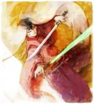  japanese_clothes kodachi koku_666 lowres okami short_sword sword ushiwakamaru weapon white_hair 