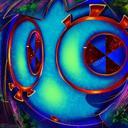  1girl blue_eyes blue_skin close-up colored_skin eye_focus eyelashes highres llux_entz looking_to_the_side multicolored_eyes no_nose open_mouth pomni_(the_amazing_digital_circus) portrait purple_hair red_eyes solo the_amazing_digital_circus twitter_username two-tone_eyes 