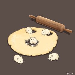  animal animal_focus cookie_cutter dough grey_background hamster no_humans original rolling_pin upiupisyo 