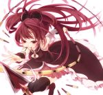  bad_id hiyo_kiki long_hair magical_girl mahou_shoujo_madoka_magica pocky ponytail red_eyes red_hair redhead sakura_kyouko solo thigh-highs thighhighs weapon 