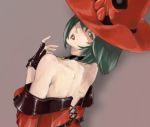  brown_eyes choker collar face fingerless_gloves from_behind gloves green_hair guilty_gear guilty_gear_xx hair_over_one_eye hat i-no jacket lipstick looking_back makeup mole short_hair witch_hat yamaishi108 