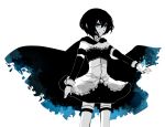  417 alternate_color black_hair blue_eyes cape gloves grief_seed magical_girl mahou_shoujo_madoka_magica miki_sayaka outstretched_arm short_hair simple_background smile solo spoilers tears thigh-highs thighhighs white_gloves 