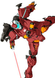  absurdres beam_cannon blue_visor commentary earth_federation energy_beam energy_sword goru_(glty07) gundam gundam_gquuuuuux highres light_type_guncannon mecha mecha_focus mobile_suit no_humans robot roundel science_fiction shoulder_cannon sword weapon white_background zero_gravity 