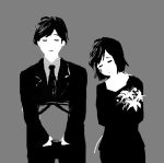  bouquet dress eileen_galvin flower formal funeral henry_townshend monochrome necktie sad short_hair silent_hill silent_hill_4 suit tears 