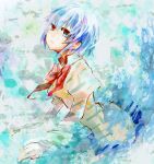  blue_hair bow himetachibana mahou_shoujo_madoka_magica miki_sayaka school_uniform short_hair skirt tears traditional_media watercolor_(medium) 