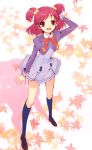  1girl absurdres hair_bobbles hair_ornament highres itou_noiji official_art pink_eyes pink_hair precure school_uniform socks twintails yes!_precure_5 yumehara_nozomi 