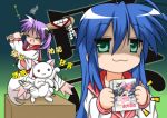  :3 ^_^ akemi_homura baseball_bat box closed_eyes crossover gaketsu highres hiiragi_kagami hiiragi_tsukasa izumi_konata kaname_madoka katou_emiri kyubey kyuubee lucky_star mahou_shoujo_madoka_magica mole musical_note school_uniform seiyuu_connection seiyuu_joke serafuku shaded_face skull_and_crossbones translation_request 