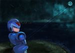  android capcom full_moon green_eyes moon night ocean rockman rockman_x shooting_star towa_(y3832) x x_(rockman) 