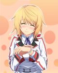  blush bracelet charlotte_dunois closed_eyes ebs ebs_(dash1214) eyes_closed infinite_stratos jewelry smile solo 