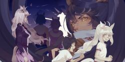  4girls animal_ears bandaid bandaid_on_face bandaid_on_nose bare_arms bare_shoulders biwa_hayahide_(pf._winning_equation...)_(umamusume) biwa_hayahide_(umamusume) black_hair black_shirt blue_skirt bow bowtie breasts brown_hair chocoyanstickz closed_mouth collar collared_jacket collared_shirt commentary covered_mouth cowboy_shot crown detached_hood ear_scrunchie ear_through_crown english_commentary expressionless floating_hair from_behind fur-trimmed_hood fur_trim furrowed_brow glass_shards glasses gold_buttons gold_crown grey-framed_eyewear grey_collar grey_scrunchie gym_shirt gym_uniform hair_between_eyes happy high_collar hood hood_down hooded_jacket horse_ears horse_girl jacket juliet_sleeves lapels large_breasts lips long_hair long_sleeves looking_at_another mini_crown miniskirt multiple_girls narita_brian_(maverick)_(umamusume) narita_brian_(umamusume) narita_taishin_(nevertheless)_(umamusume) narita_taishin_(umamusume) nostrils notched_lapels pink_jacket pink_skirt plaid_clothes plaid_skirt pleated_skirt pointy_nose ponytail puffy_sleeves purple_jacket racing red_bow red_bowtie red_skirt red_vest rope round_eyewear scrunchie shimenawa shirt short_hair siblings sisters skirt tan toned toned_female umamusume upper_body very_long_hair vest wavy_hair white_hair white_hood white_jacket white_shirt winning_ticket_(get_to_winning!)_(umamusume) winning_ticket_(umamusume) yellow_eyes 