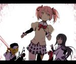  akemi_homura elsa_maria_(madoka_magica) kaname_madoka kurono_yuu letterboxed magical_girl mahou_shoujo_madoka_magica miki_sayaka multiple_girls running sakura_kyouko school_uniform silhouette tears tomoe_mami 