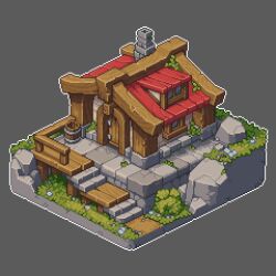  architecture barrel chimney commentary dirt_road door flower grass grey_background house isometric no_humans original outdoors outline pixel_art road scenery shilov_(indieshilov) simple_background stairs white_flower white_outline 