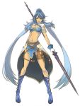  blue_hair gloves judith long_hair ma-1223 midriff pointy_ears polearm red_eyes tales_of_(series) tales_of_vesperia weapon 