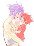  closed_eyes eyes_closed father_and_son kometto miyabi_reiji open_mouth purple_hair red_hair redhead spoilers star_driver tsunashi_takuto 
