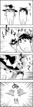  4koma bow comic hair_bow hair_tubes hakurei_reimu hat hat_bow highres kirisame_marisa monochrome multiple_girls running tani_takeshi touhou translated witch_hat yukkuri_shiteitte_ne 