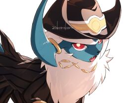  :o absol absol_(dark_suit) animal_focus black_hat black_suit bright_pupils clothed_pokemon fangs gold_necklace hat horn_ornament horns jewelry korosliszt looking_at_viewer mane neck_fur necklace no_humans open_mouth pokemon pokemon_(creature) pokemon_focus pokemon_unite red_eyes simple_background single_horn solo suit upper_body white_background white_fur white_pupils 