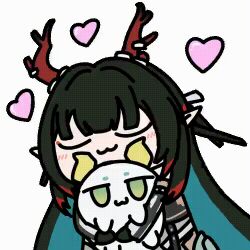 1girl animated_gif arknights arknights:_endfield heart horns hug long_hair seseren zhuang_fangyi_(arknights)