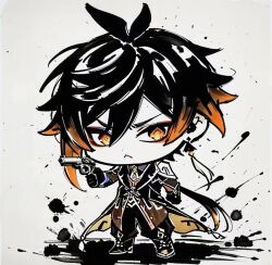 1boy ah_san genshin_impact pistol short_hair zhongli_(genshin_impact)