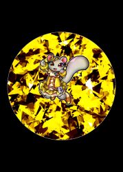  animal animal_focus black_background bow brown_eyes clothed_animal commentary_request cosplay cure_pine cure_pine_(cosplay) dress english_commentary ferret fresh_precure! mixed-language_commentary no_humans open_mouth precure senmu_(0107) simple_background solo tart_(precure) yellow_dress 