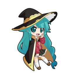  1girl :d absurdly_long_hair aqua_eyes aqua_hair argyle_clothes argyle_sweater black_cape black_hat black_outline black_skirt blush braid brown_shoes cape chibi chibi_only floating frilled_skirt frills full_body game_asset grey_necktie hand_on_own_face hand_up hat hatsune_miku hatsune_miku_graphy_collection holding holding_wand hood hood_down hooded_cape kneehighs long_hair long_sleeves looking_at_viewer low-braided_long_hair low-tied_long_hair necktie open_mouth outline pleated_skirt red_sweater shirt shirt_under_sweater shoes single_braided_sidelock skirt smile socks solo sweater transparent_background very_long_hair vocaloid wand white_shirt white_socks witch witch_hat 