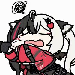 1girl animated_gif cheek_pinching lacrimosa_(neverness_to_everness) long_hair neverness_to_everness seseren two-tone_hair