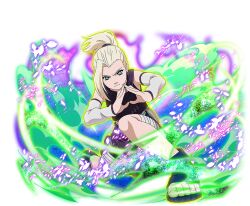  1girl blonde_hair blue_boots blue_eyes boots looking_at_viewer naruto_(classic) naruto_(series) naruto_shippuuden:_ultimate_ninja_blazing official_art open-toe_boots own_hands_together solo yamanaka_ino 