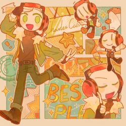  ! 1boy :d ;) ankle_boots arm_up bald belt black_belt black_boots black_gloves black_sweater boots character_name charles_calvin chibi chibi_inset chinese_commentary closed_eyes colored_skin commentary_request drawstring english_text fewer_digits fingerless_gloves flower foot_up_heel_up full_body fur_hood gloves green_eyes green_pants halftone halftone_background hand_on_own_forehead headset henry_stickmin_(series) highres hood hooded_jacket jacket lofter_logo long_sleeves looking_at_viewer muchuizzzzz multiple_views no_pupils one_eye_closed open_clothes open_jacket open_mouth outstretched_arm pants puffy_long_sleeves puffy_sleeves red_flower simple_background smile sparkle spoken_exclamation_mark standing standing_on_one_leg star_(symbol) sweater tongue turtleneck turtleneck_sweater u_u white_hood white_skin 