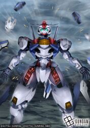  armor bit_(gundam) clouds cloudy_sky copyright_logo copyright_name denjyou23 energy_sword english_commentary english_text full_body funnels_(gundam) glowing glowing_eyes gundam gundam_aerial gundam_card_game gundam_suisei_no_majo holding holding_beam_saber holding_sword holding_weapon joints logo looking_at_viewer mecha mechanical_arms mechanical_hands mechanical_legs mobile_suit no_humans official_art robot robot_joints scene_reference shield shoulder_armor sky standing sword v-fin weapon 