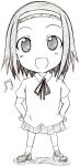  :d ayasugi_motoya chibi hairband k-on! monochrome musical_note open_mouth school_uniform short_hair sketch smile solo tainaka_ritsu 