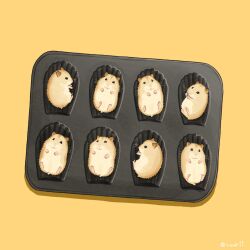  animal animal_focus baking_sheet commentary_request hamster no_humans original simple_background upiupisyo yellow_background 