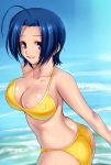  bad_anatomy bikini blue_hair breasts cleavage huge_breasts idolmaster idolmaster_2 miura_azusa niku short_hair swimsuit 