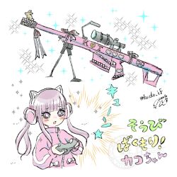  +_+ 1girl animal_ear_headphones animal_ears black_bow bow cat_ear_headphones cat_ears commentary_request controller cropped_torso dated english_commentary fake_animal_ears game_controller hashtag headphones highres holding holding_controller holding_game_controller initial jacket mixed-language_commentary official_alternate_costume pink_jacket rj_octr signature solo the_hundred_line_-last_defense_academy- track_jacket translation_request tsukumo_kako watermark white_background 