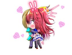  ! !! 1boy 1girl ^^^ armor black_thighhighs blue_shirt blush brown_hair chibi chibi_only from_side game_asset heart hug koucha_rakkyo long_hair non-web_source one_side_up raised_inner_eyebrows red_hair ribbon sabrina_(koucha_rakkyo) sabrina_to_muryoku_na_tamashii self-datamine shirt short_hair short_sleeves sidelocks simple_background skirt standing surprised thigh-highs thighs transparent_background variant_set very_long_hair violet_eyes white_skirt wide-eyed yellow_ribbon 