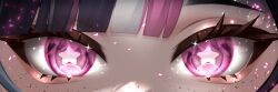  +_+ black_hair eye_focus freckles highres indie_virtual_youtuber light_particles nallena_vwolf nynbug pink_eyes pink_hair white_hair 