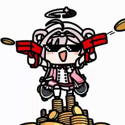 1girl animated_gif deal_with_it deal_with_it_(meme) dual_wielding glasses honkai:_star_rail honkai_(series) long_hair money seseren sparxie_(honkai:_star_rail) sunglasses