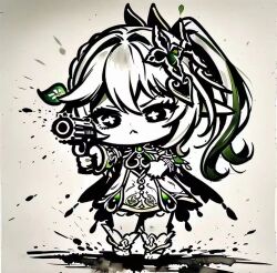 1girl ah_san genshin_impact medium_hair nahida_(genshin_impact) pistol
