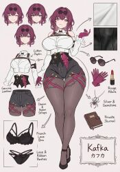 1girl character_sheet honkai:_star_rail honkai_(series) kafka_(honkai:_star_rail) long_hair underwear