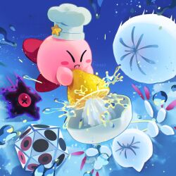  :i blue_background blush_stickers chef_hat closed_eyes cook_kirby dark_nebula extra_eyes food fruit halo hat hat_ornament highres holding holding_food holding_fruit juice kirby kirby_(series) lemon meme miracle_matter no_humans one-eyed pink_eyes puckered_face star_(symbol) star_hat_ornament suyasuyabi symbol-shaped_pupils thour_(meme) twitter_username wings x-shaped_pupils x_x zero_(kirby) zero_two_(kirby) 