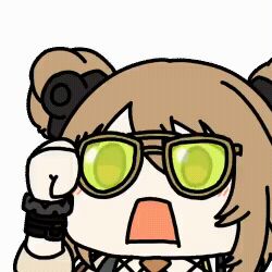 1girl animated_gif glasses medium_hair mityl_(girls'_frontline_2) open_mouth seseren short_hair sunglasses