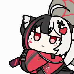 1girl animal_ears animated_gif hitting incoming_attack lacrimosa_(neverness_to_everness) long_hair looking_at_viewer neverness_to_everness pov seseren two-tone_hair