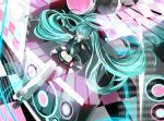  anklet aqua_eyes aqua_hair binary boots elbow_gloves fingerless_gloves gloves hatsune_miku headphones headset highres jewelry long_hair necktie setsu skirt solo thigh-highs thigh_boots thighhighs twintails very_long_hair vocaloid 