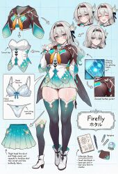 1girl character_sheet firefly_(honkai:_star_rail) honkai:_star_rail honkai_(series) long_hair underwear