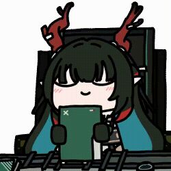 1girl animated_gif arknights arknights:_endfield horns long_hair seseren smile