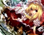  afraco bad_id blonde_hair blood blood_on_face crystal flandre_scarlet hat light_smile red_eyes short_hair solo tears touhou wings 