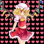  ascot blonde_hair blush flandre_scarlet hat miniskirt navel red_eyes ringo_nekomata skirt solo the_embodiment_of_scarlet_devil touhou wings 