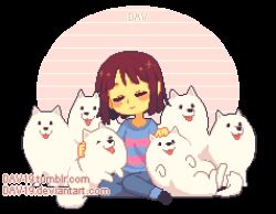  1other androgynous animated animated_gif animification annoying_dog black_shoes blue_pants blue_sweater child closed_eyes commentary dav-19 denim dog english_commentary frisk_(undertale) full_body jeans looping_animation lowres multiple_dogs other_focus pants petting pixel_art pomeranian_(dog) shoes simple_background sitting striped_clothes striped_sweater sweater tail tail_wagging tongue tongue_out too_many too_many_dogs transparent_background undertale utdr_(toby_fox) web_address white_dog 