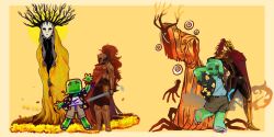  2others 4boys antlers armor arms_behind_back averythemayo breastplate cape cargo_shorts cloak colored_skin corinthian_helmet d3rlord3 disembodied_eye disembodied_hand eldritch_abomination falling_leaves fir3lit3 flapp0 floral_print full_body green_skin grin hawaiian_shirt highres hood hooded_cloak horns leaf mangysuh monster_boy multiple_boys multiple_others qiutinub r4u1y red_cape sandals searching_for_a_world_that_doesn't_exist shirt shorts shoulder_armor slime_boy smile standing standing_on_one_leg the_king_in_yellow_(searching_for_a_world_that_doesn't_exist) turontot undershirt white_shirt yellow_cloak 